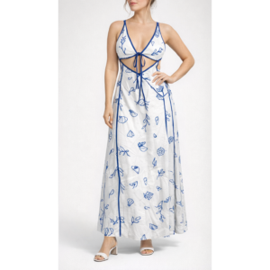 Vestido largo con tirantes: imagen 1